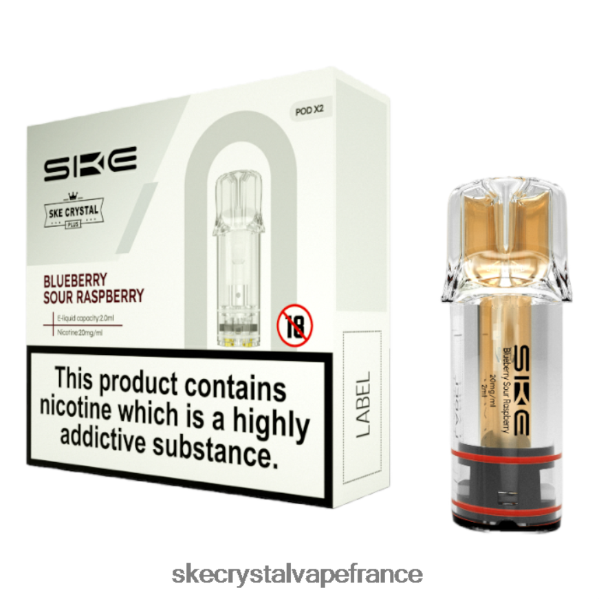 SKE Vape Pen - SKE vapes de cristal et dosettes myrtille, framboise aigre R0422X107